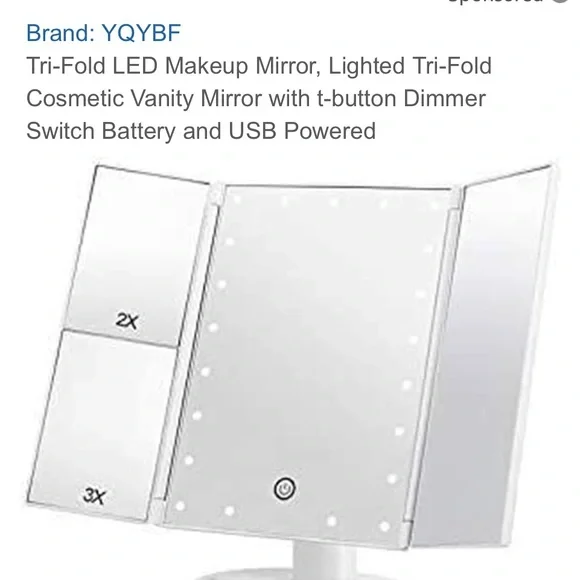 Trifold LED Makeup Mirror With dimmer and usb, Brand New in Box! Taking offers!!